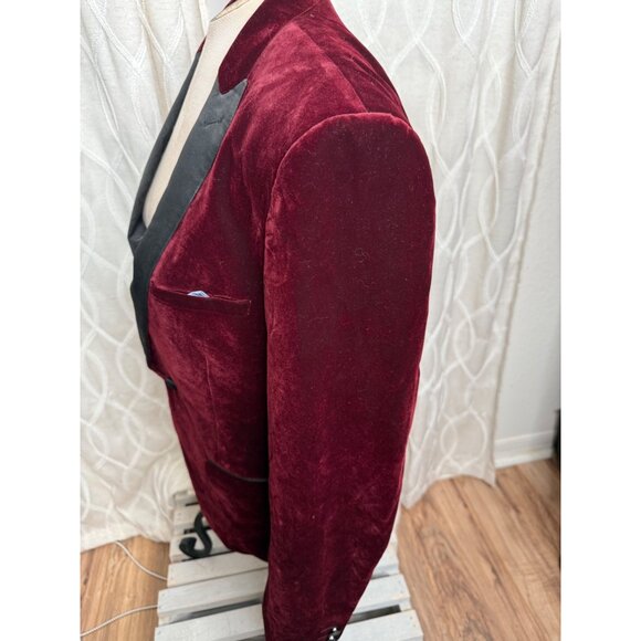 Paisley & Gray Burgundy Velvet Blazer Slim Fit 36R Retro Punk Goth Read - Picture 9 of 15